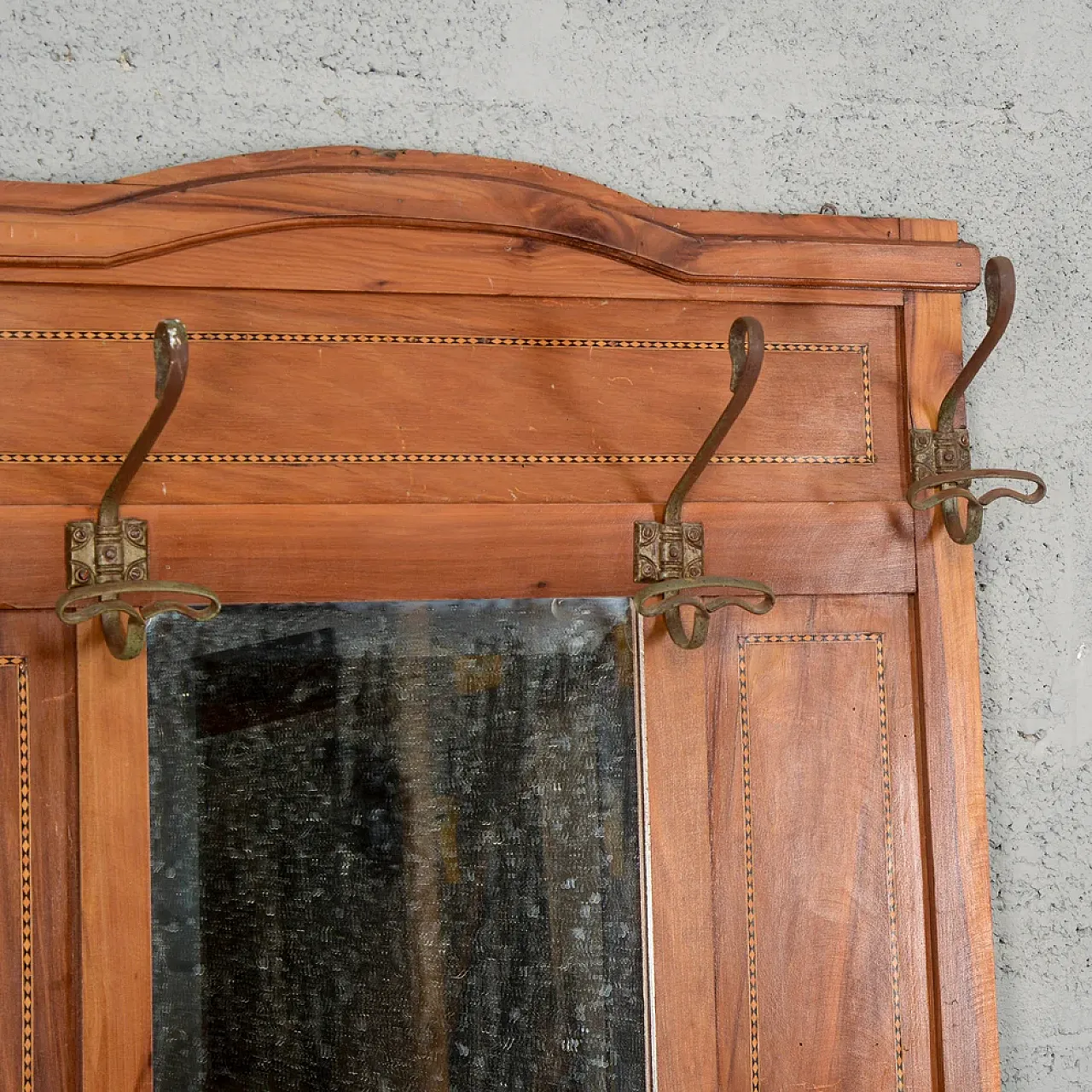 Entryway coat rack with mirror, early 20th century 4