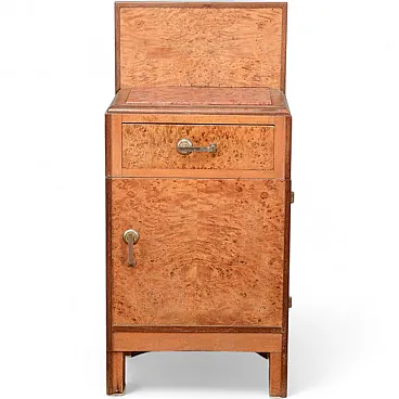 Art Deco walnut burl bedside table, 1930s