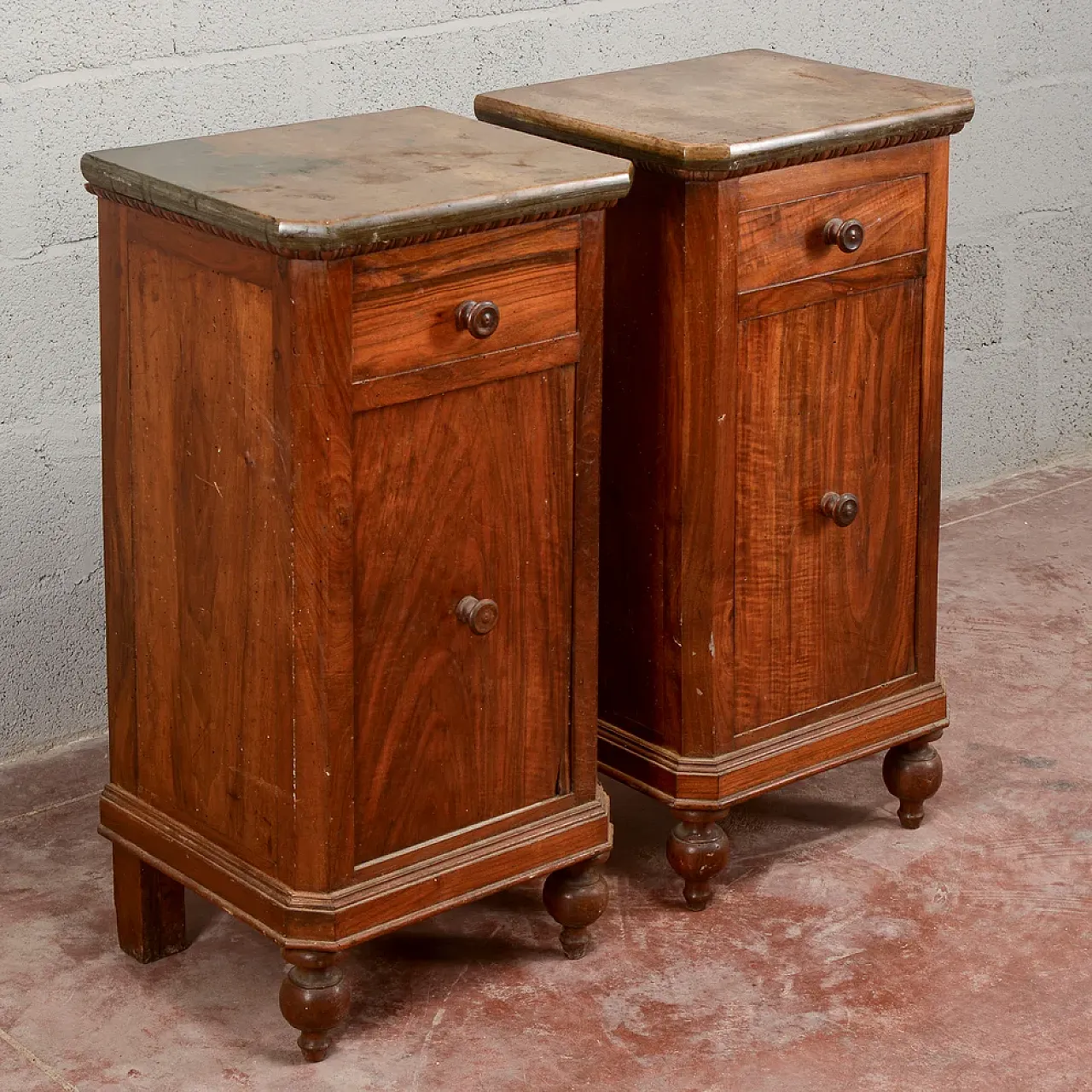 Coppia comodini in abete con piano in marmo, '800 4