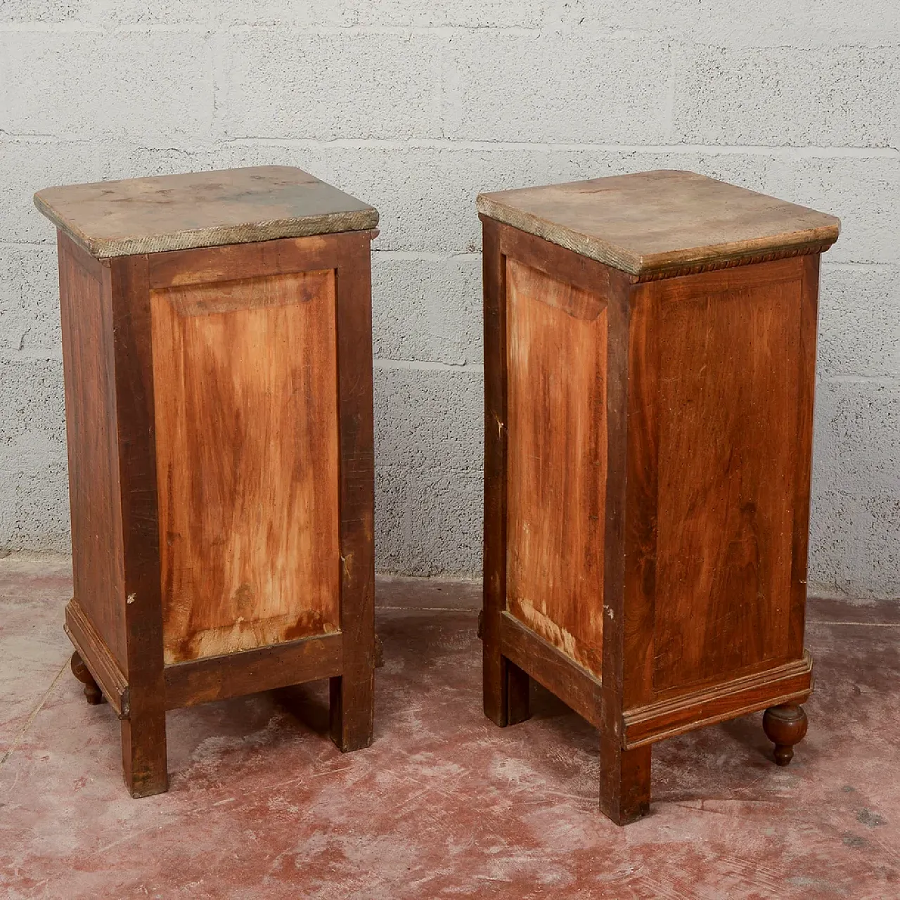 Coppia comodini in abete con piano in marmo, '800 6