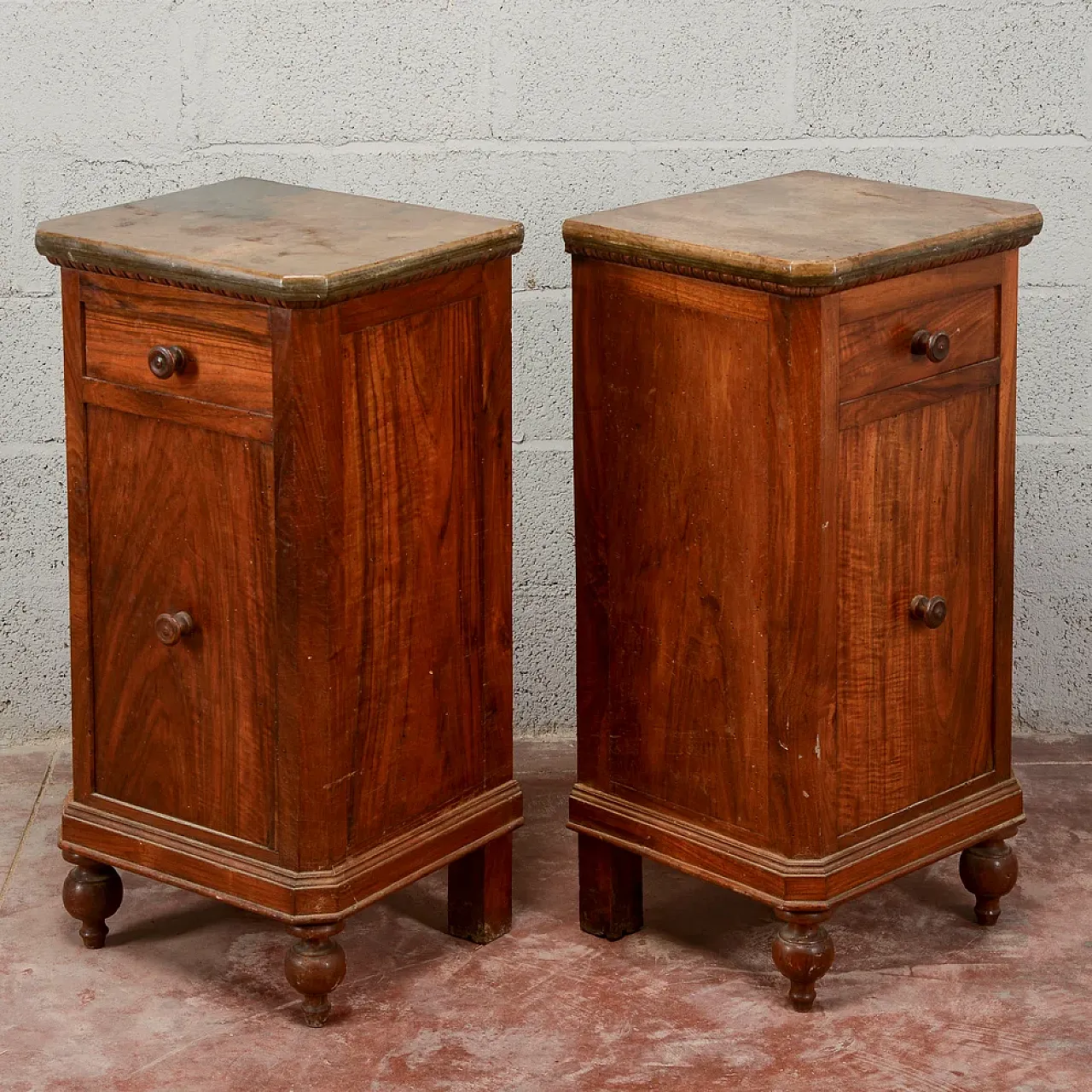 Coppia comodini in abete con piano in marmo, '800 7