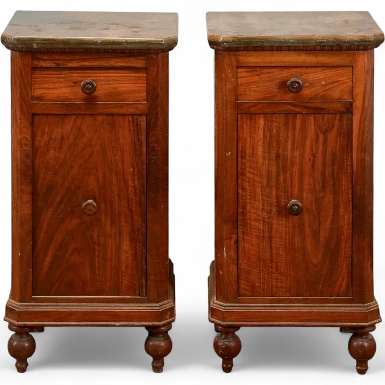 Coppia comodini in abete con piano in marmo, '800 10