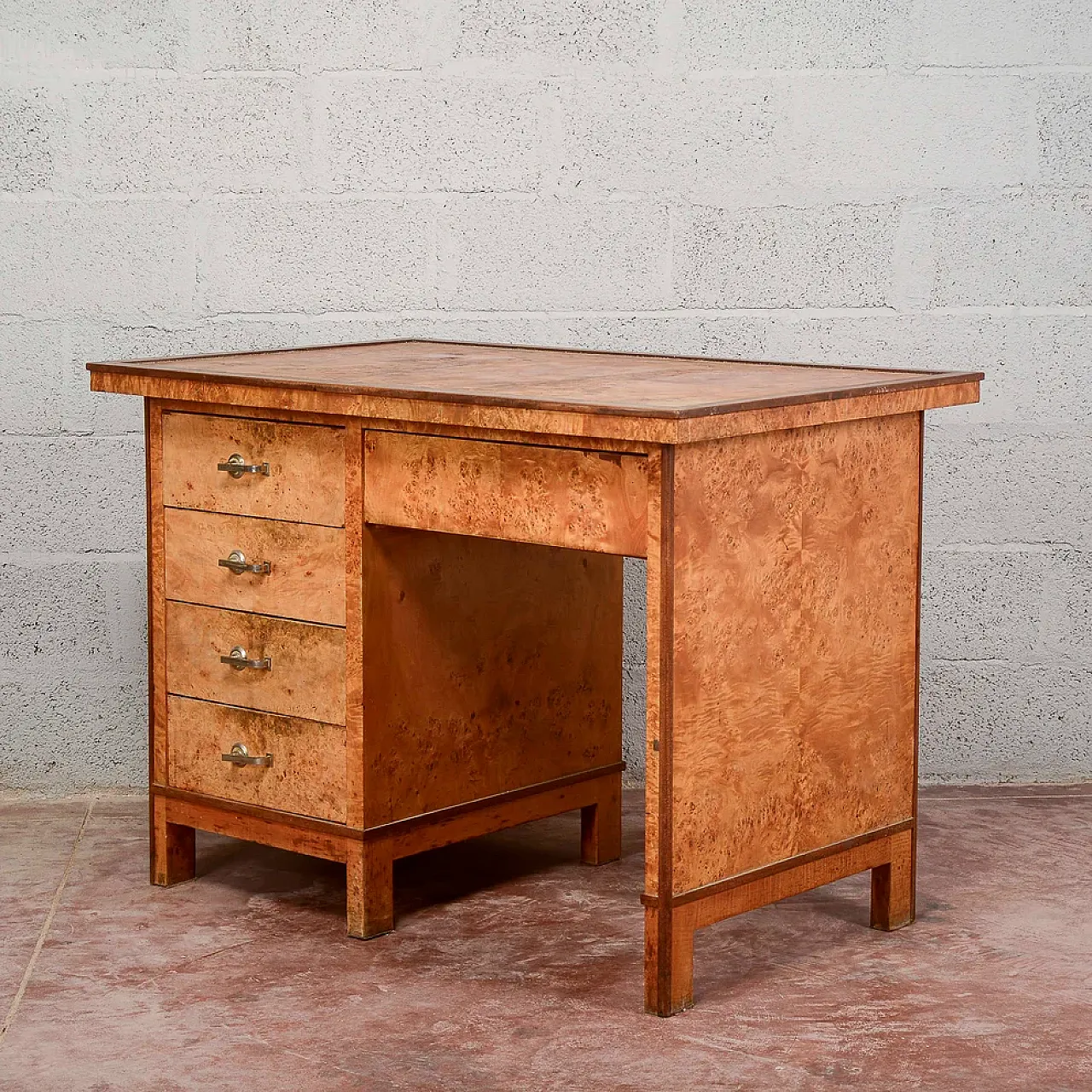 Art Deco walnut burl desk, 1930s 9