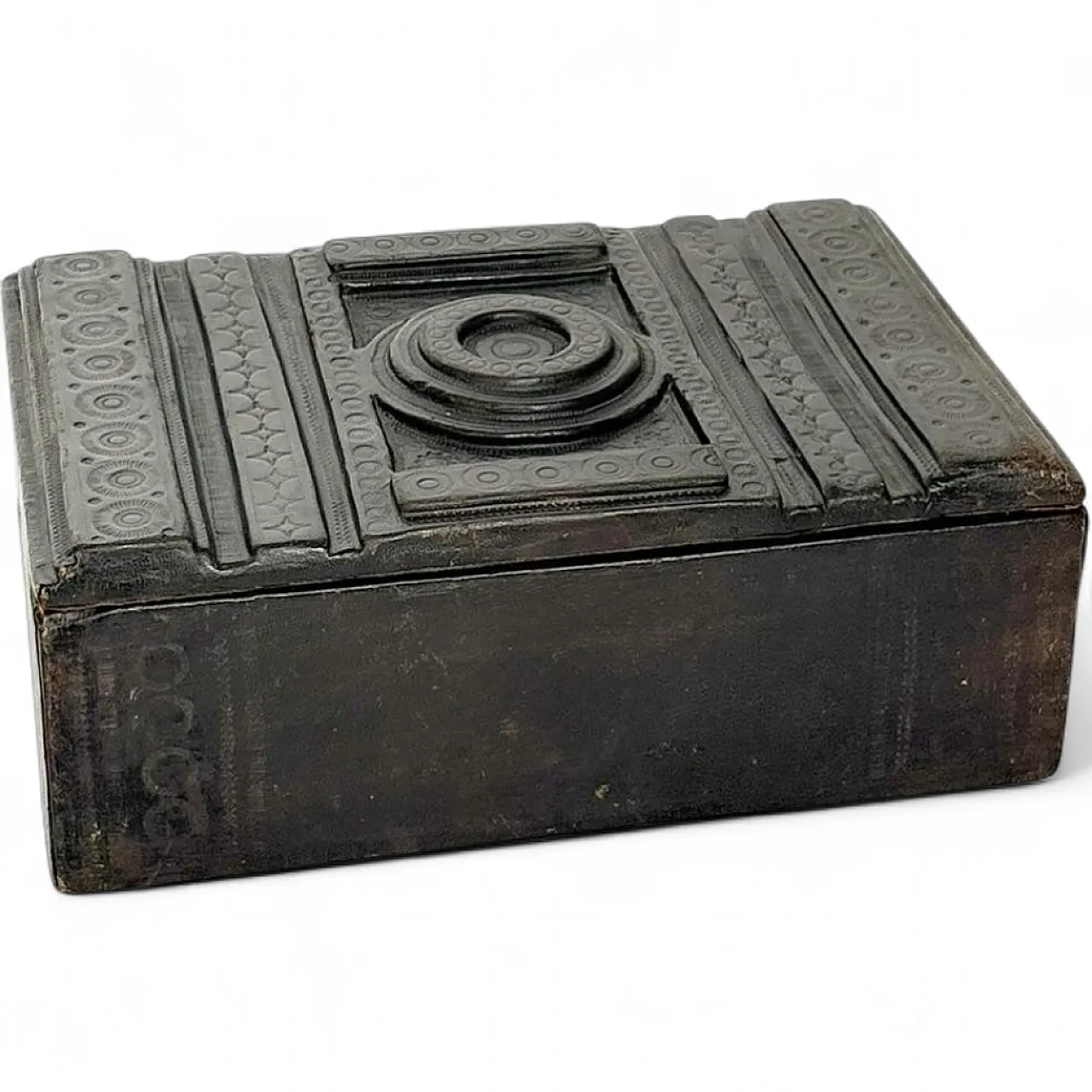 Embossed black leather box, 1950s 12