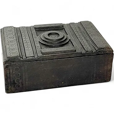 Embossed black leather box, 1950s
