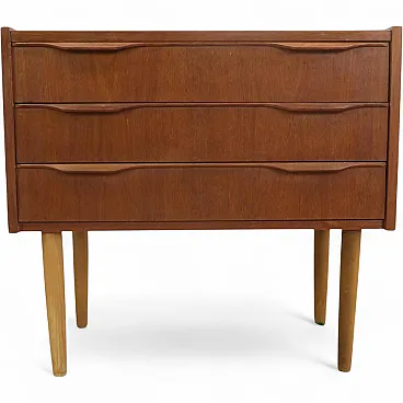 Teak nightstand with three drawers, 1960s