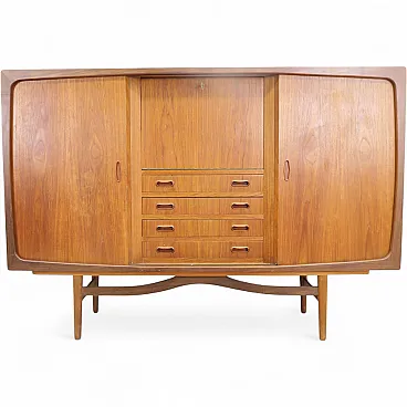 Teak highboard with doors and drawers, 1960s