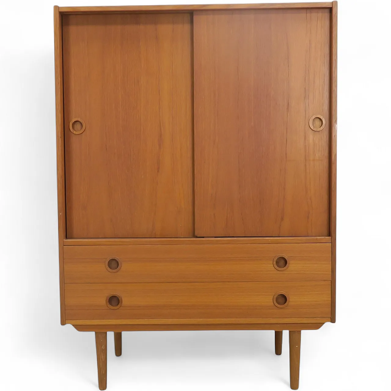 Teak highboard with sliding doors, 1960s 12