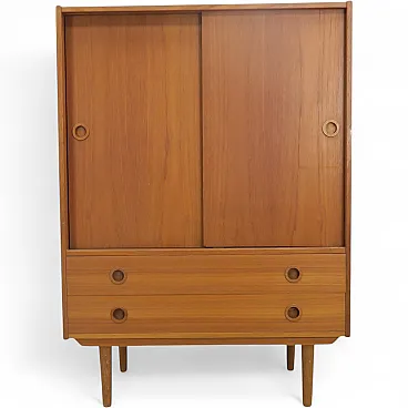 Teak highboard with sliding doors, 1960s