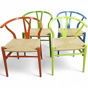 4 CH24 Wishbone Chairs by Hans J. Wegner for Carl Hansen & Søn, 1950s