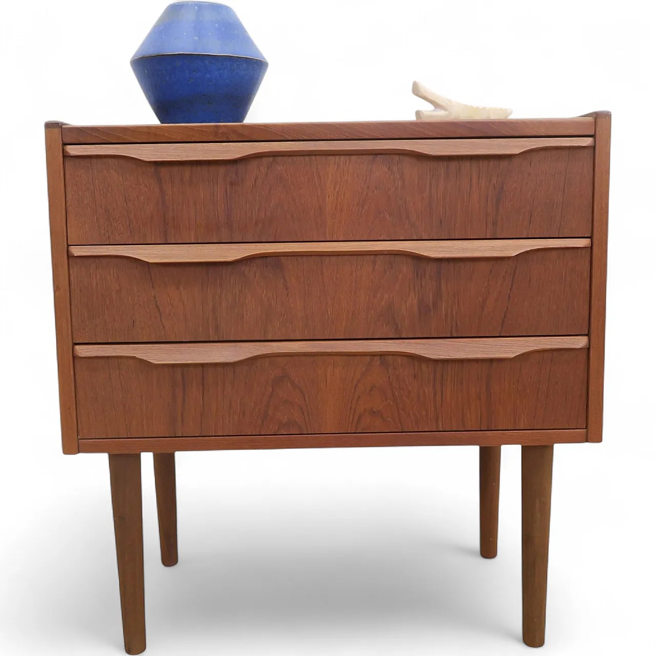 Teak nightstand with three drawers, 1960s 6