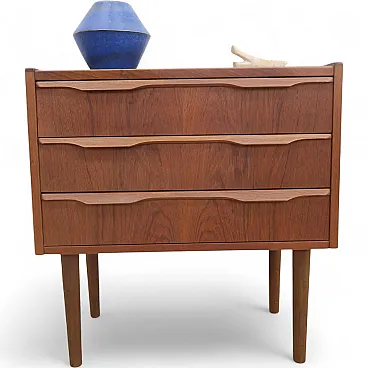 Teak nightstand with three drawers, 1960s