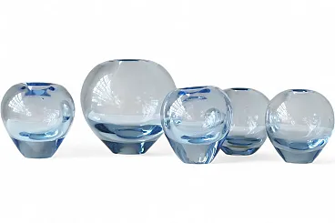 5 Rondo vases Aqua by Per Lütken for Holmegaard, 1970s