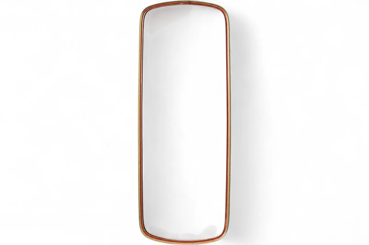 Specchio Mid-Century dorato e rosso, anni '60 5