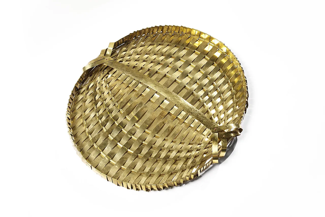 Centrotavola in ottone intrecciato, Hollywood Regency, Italia, 1970 4
