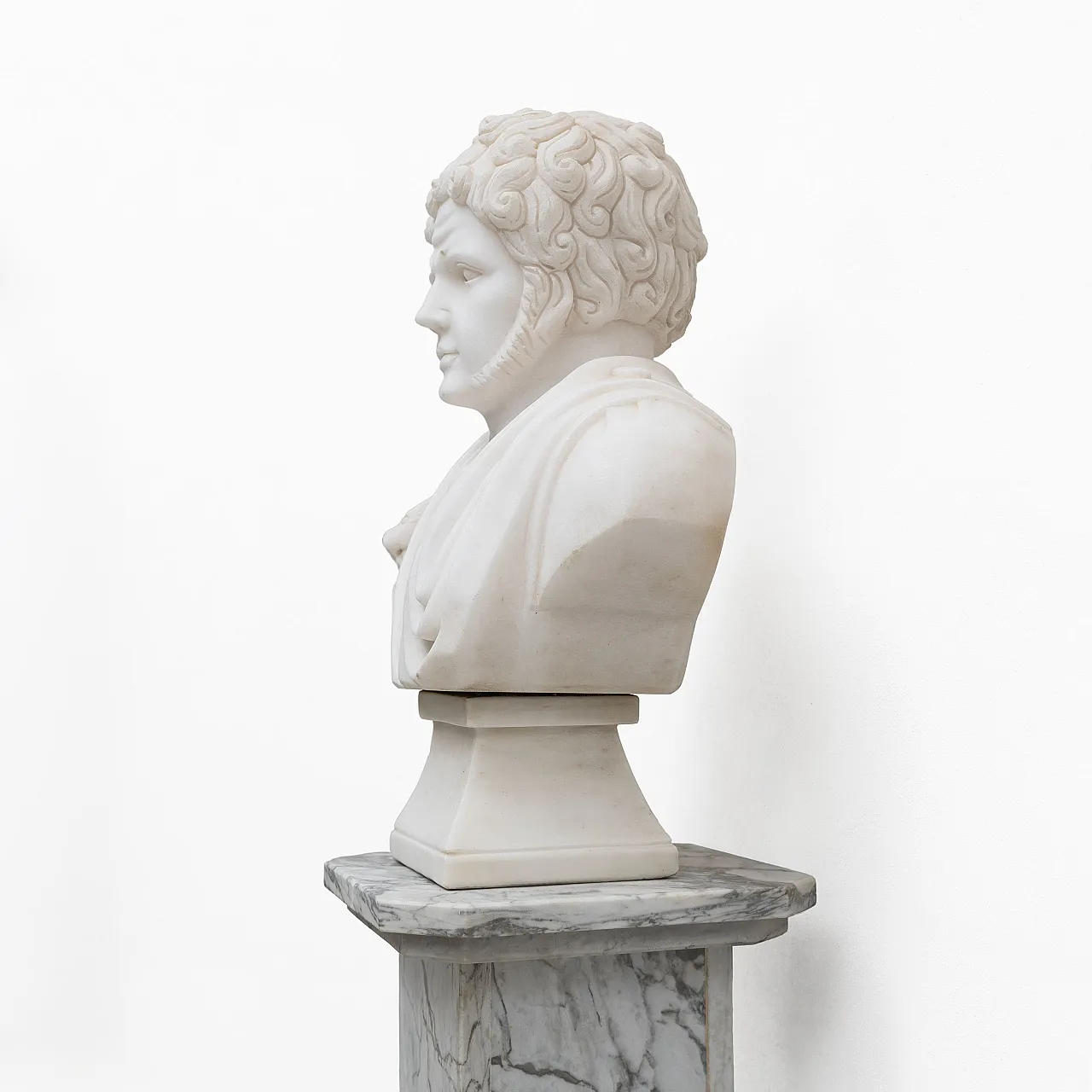 White marble bust of a Roman emperor, 20th century 3