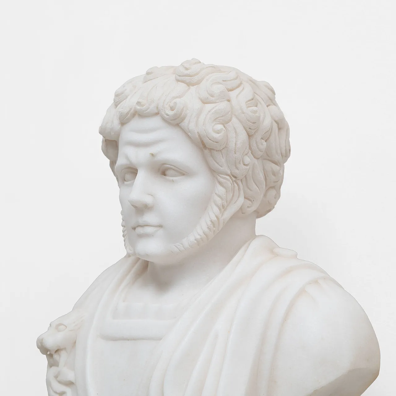 White marble bust of a Roman emperor, 20th century 4