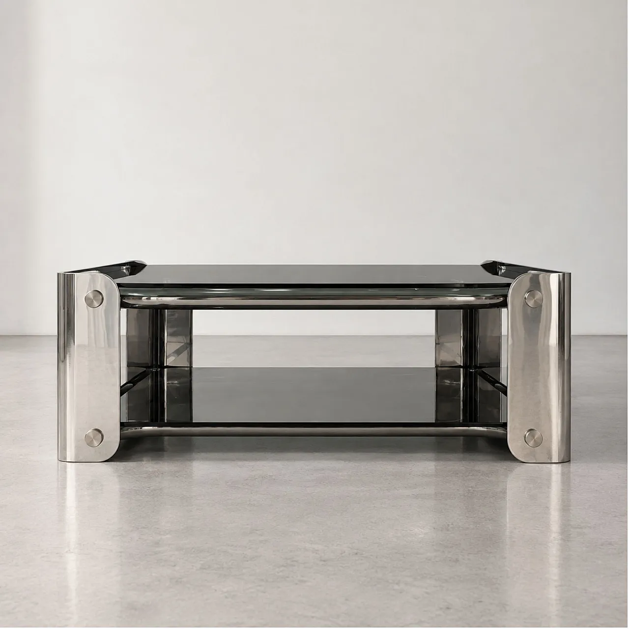 Chrome and smoked glass coffee table, Italy, 1970s 5