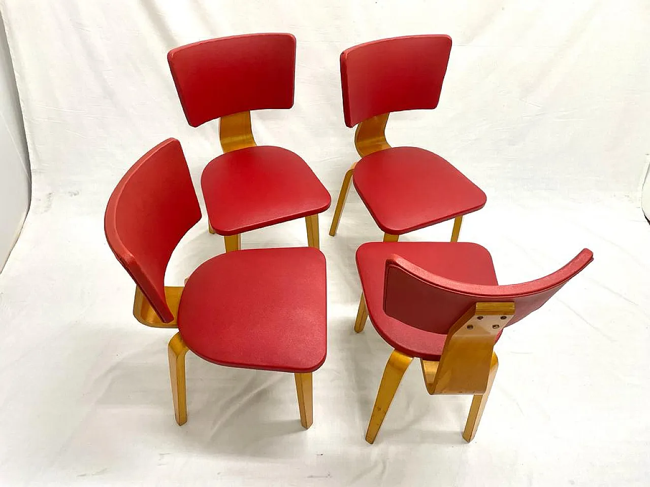 4 Nordic chairs with sky cover, 70s 1