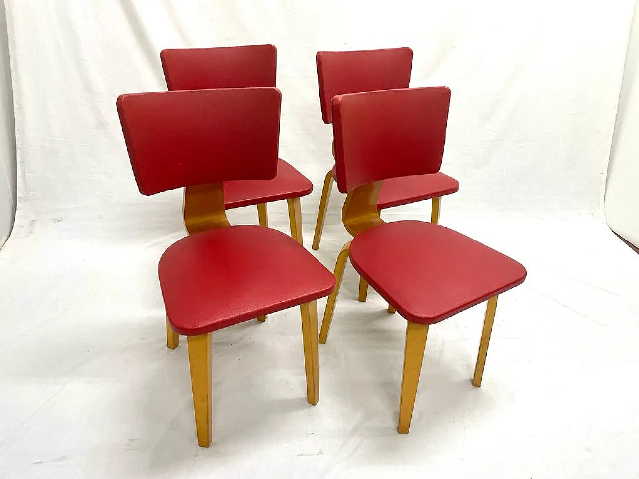 4 Nordic chairs with sky cover, 70s 7