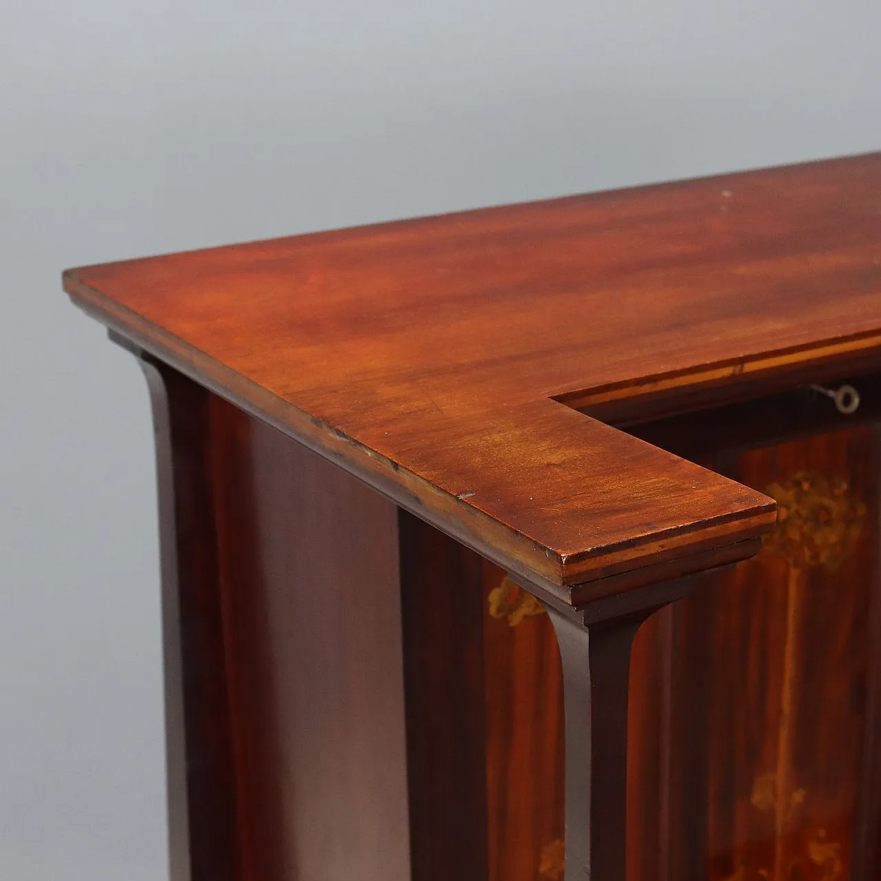 Arts and crafts mahogany and maple writing desk, 19th century 4