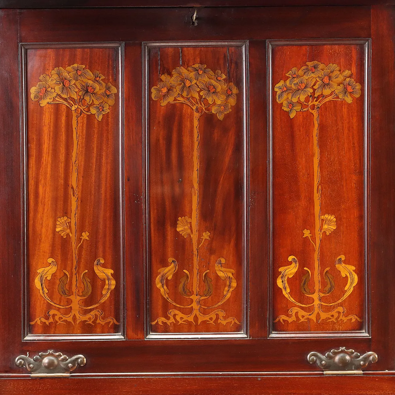 Arts and crafts mahogany and maple writing desk, 19th century 8