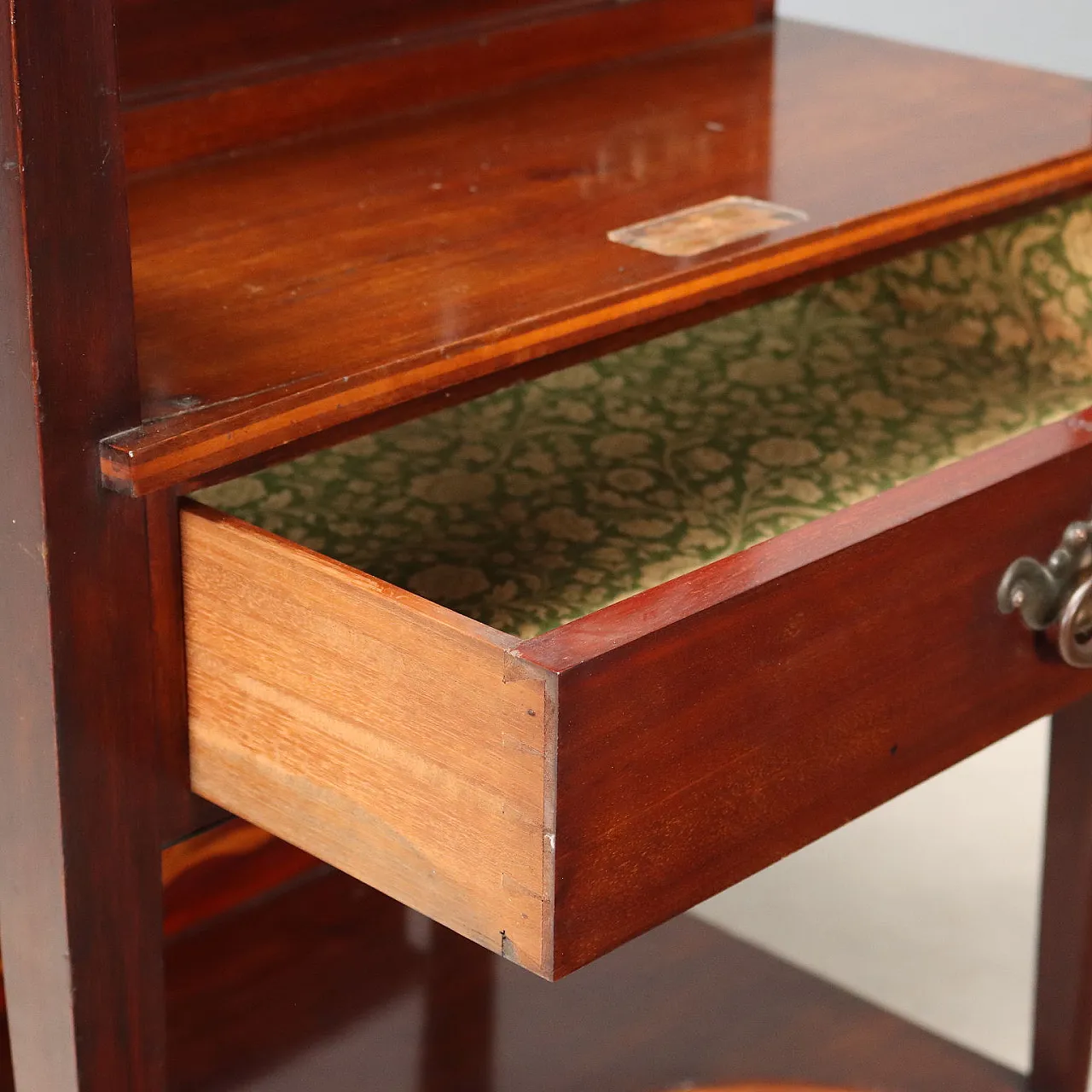 Arts and crafts mahogany and maple writing desk, 19th century 10