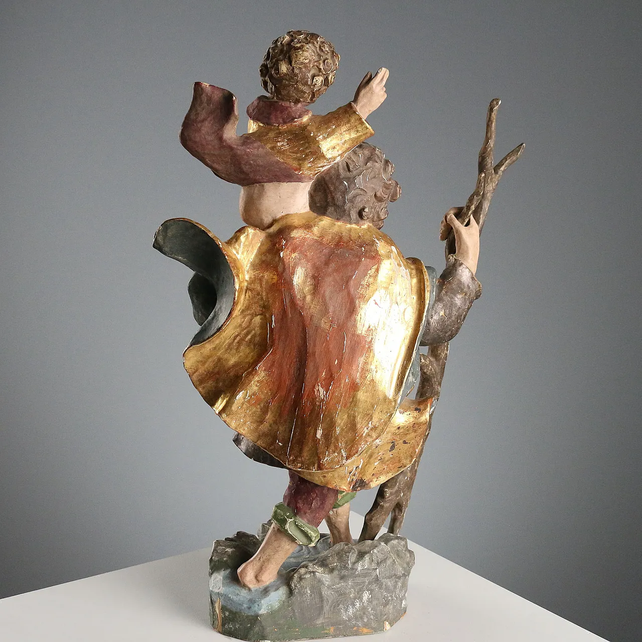 Saint Christopher and Jesus wooden sculpture, 20th century 3
