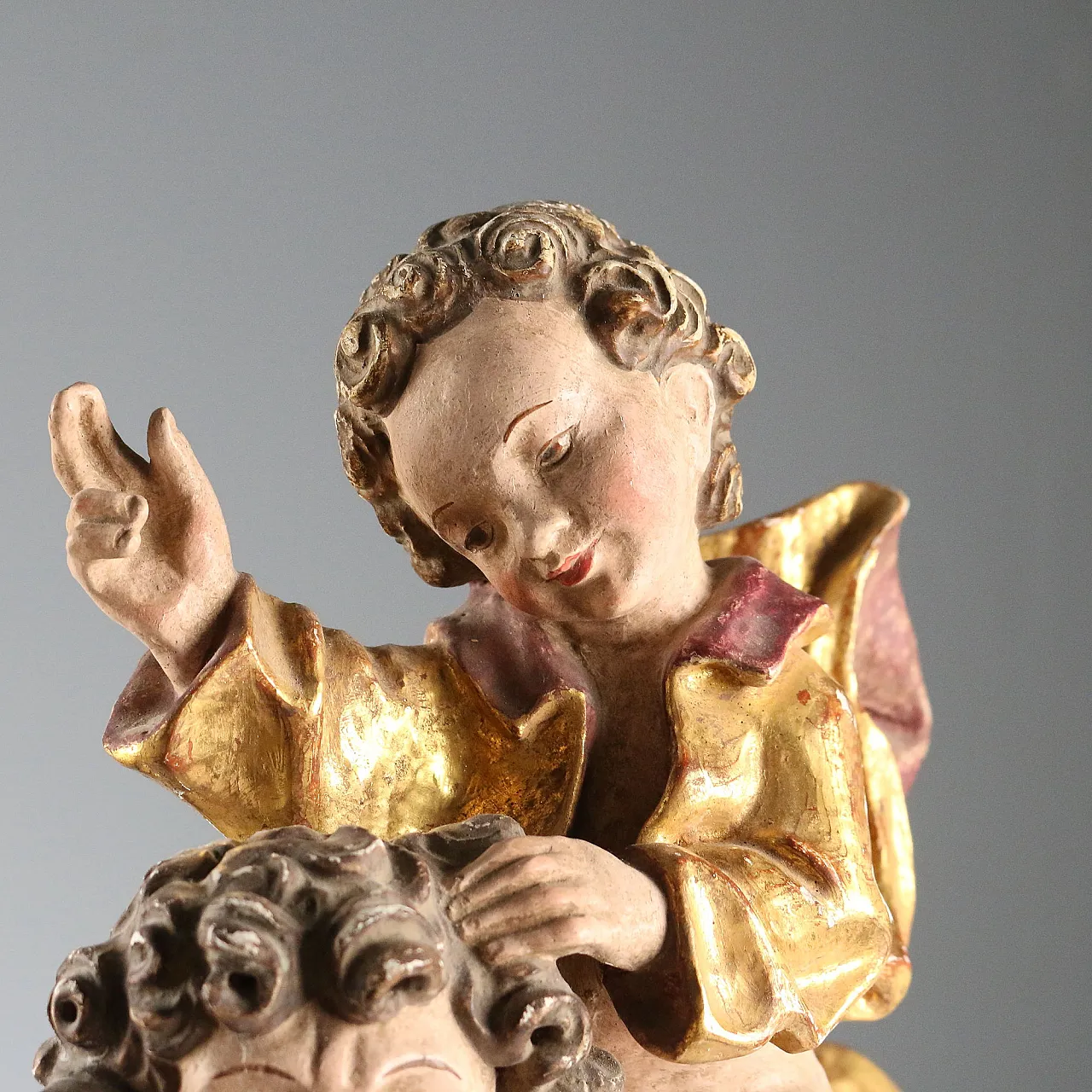 Saint Christopher and Jesus wooden sculpture, 20th century 4