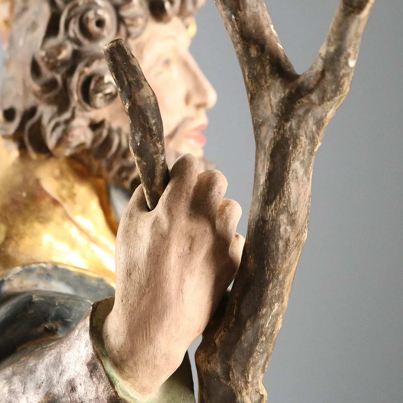 Saint Christopher and Jesus wooden sculpture, 20th century 6