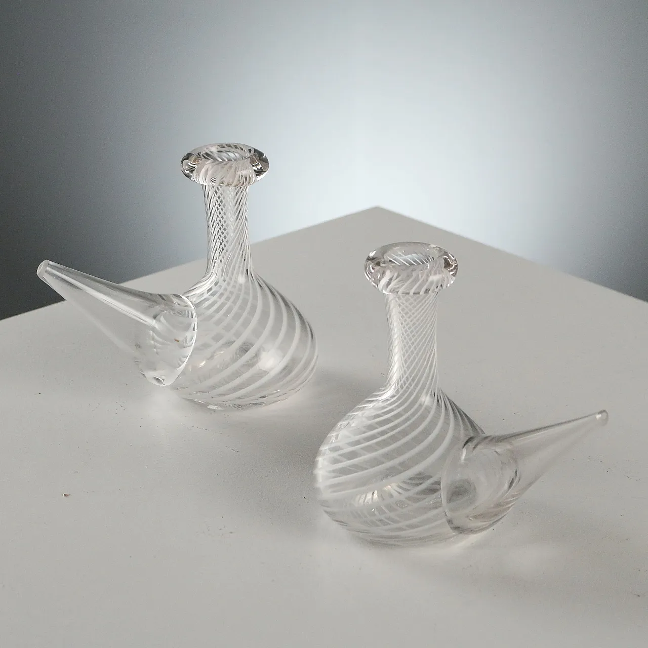 Glass oil and vinegar cruets from Murano Manufacture, 20th century 1