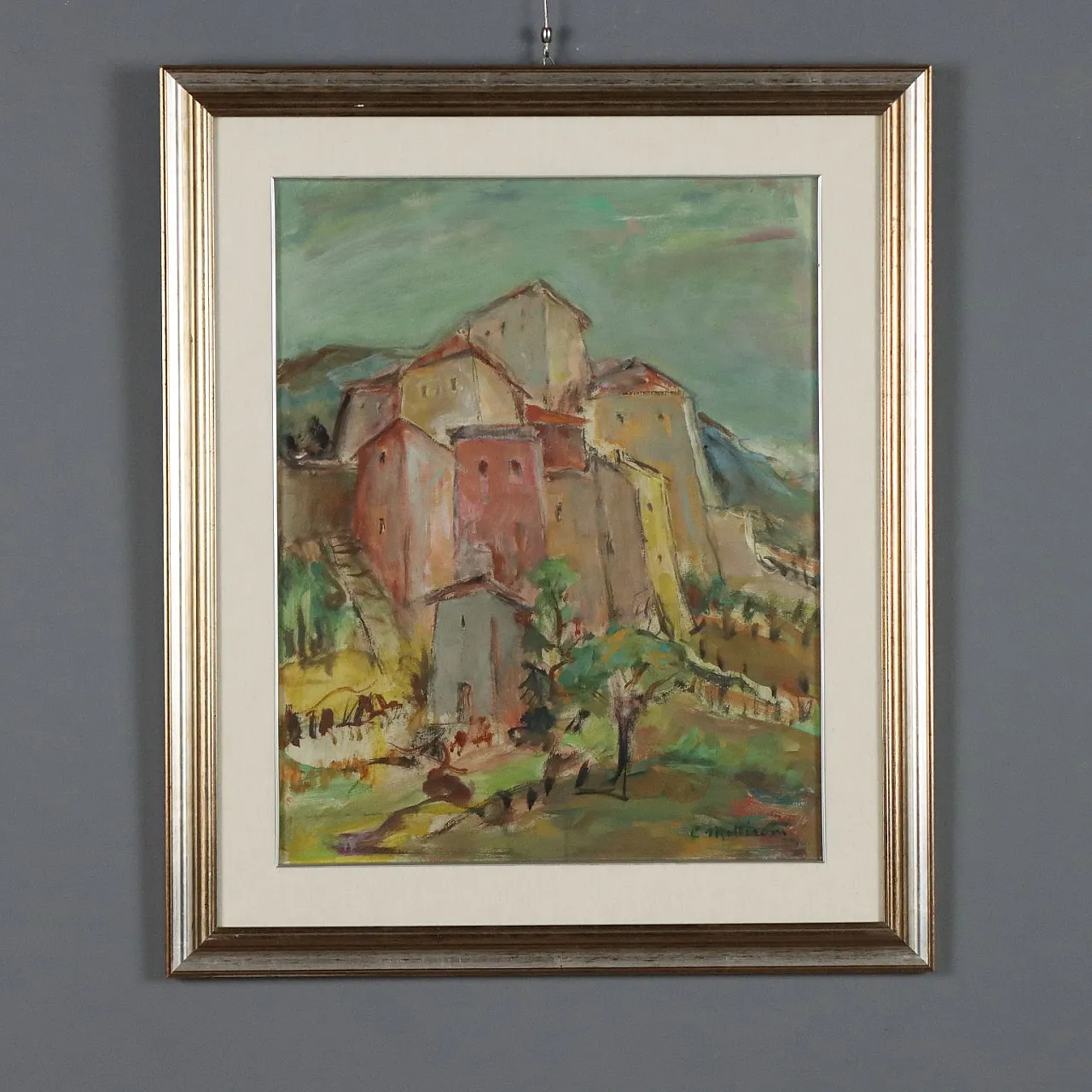 Painting by Cesarina Mottironi, oil on cardboard, 20th century 1