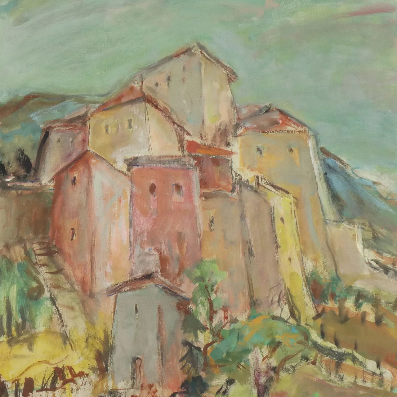 Painting by Cesarina Mottironi, oil on cardboard, 20th century 3