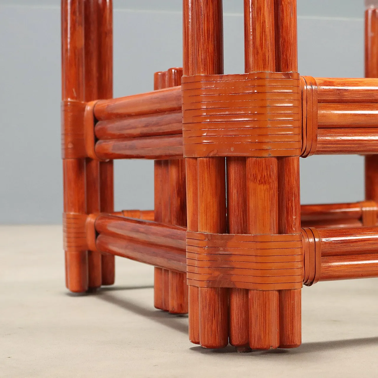 Red bamboo coffee table, 1980s 6