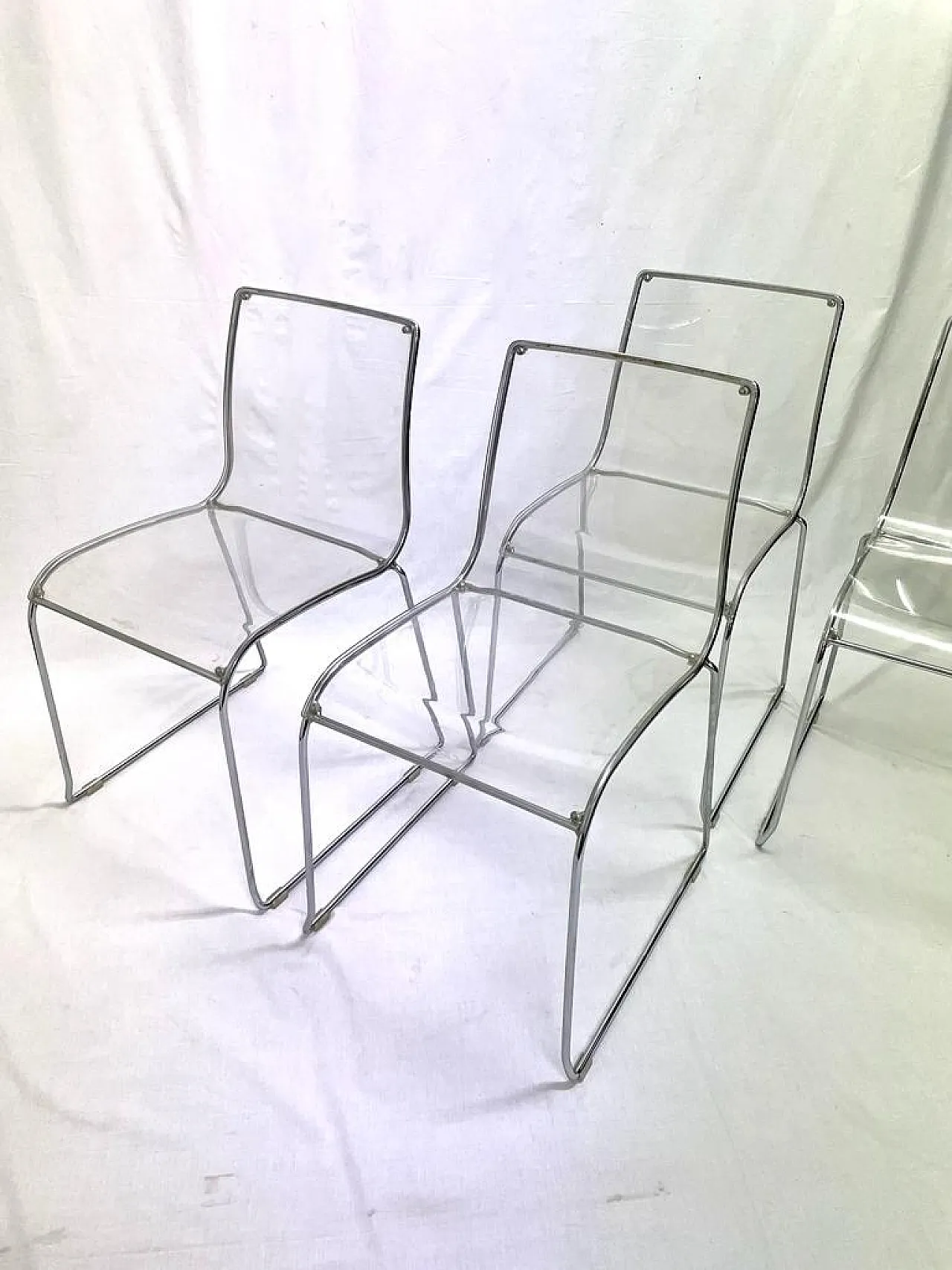 4 acrylic glass chairs by Calligaris, Italy, 90s 2