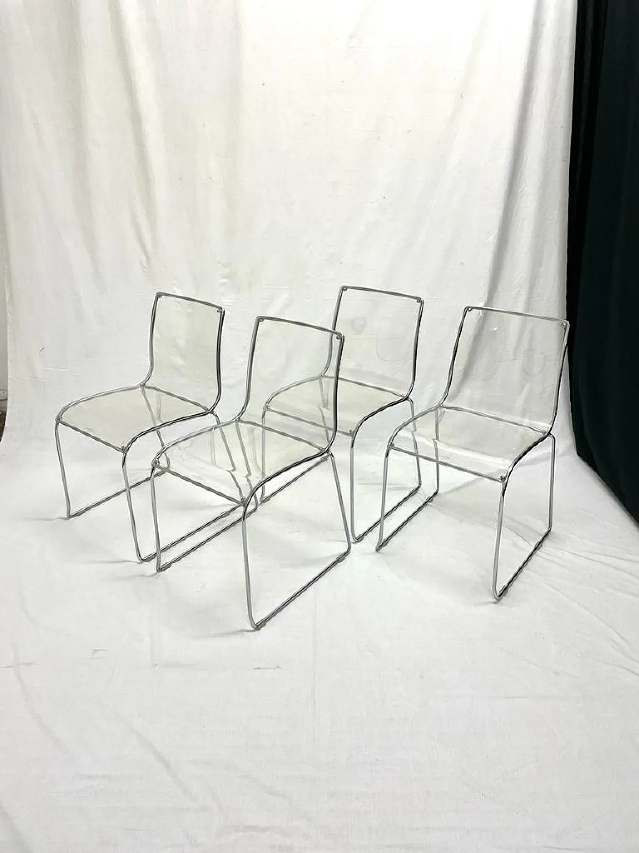 4 acrylic glass chairs by Calligaris, Italy, 90s 4