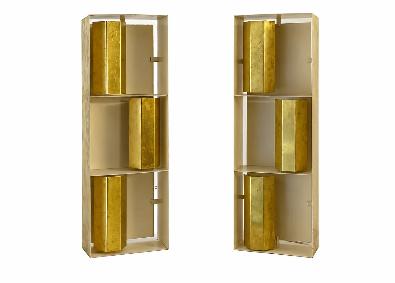 Pair of "Finestra" brass lamps 12664 by Gio Ponti for Arredoluce, 50s 1