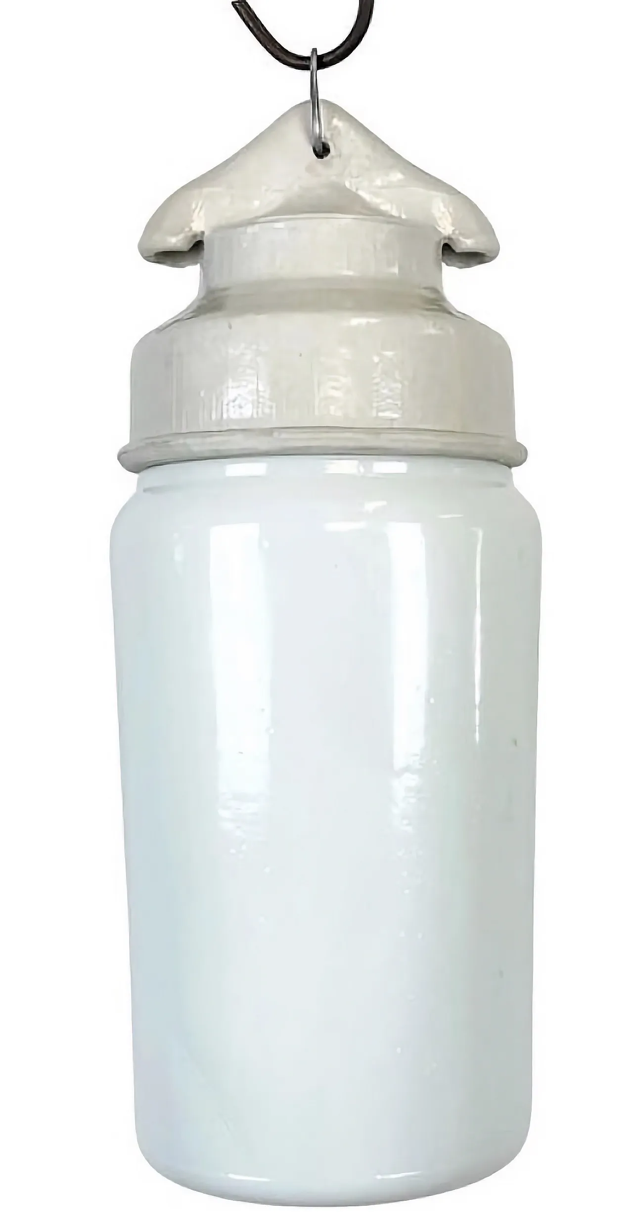 Industrial White Porcelain Pendant Light with Milk Glass, 1970s 1