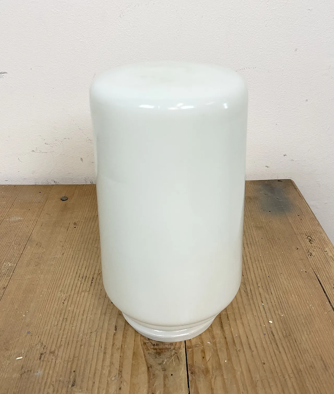 Industrial White Porcelain Pendant Light with Milk Glass, 1970s 13