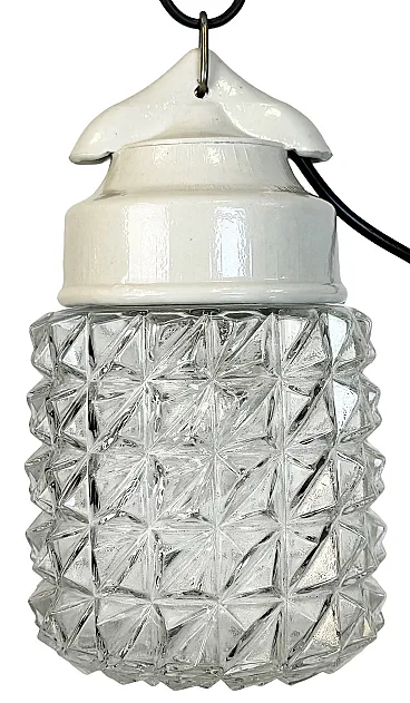 Vintage White Porcelain Pendant Light, 1970s