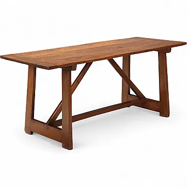 Walnut table with antique woods, early 20th century