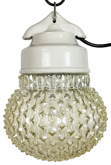 Vintage White Porcelain Pendant Light, 1970s