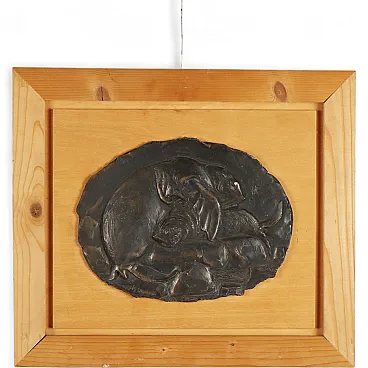Bronze bas-relief by Enrico Manfrini, 20th century