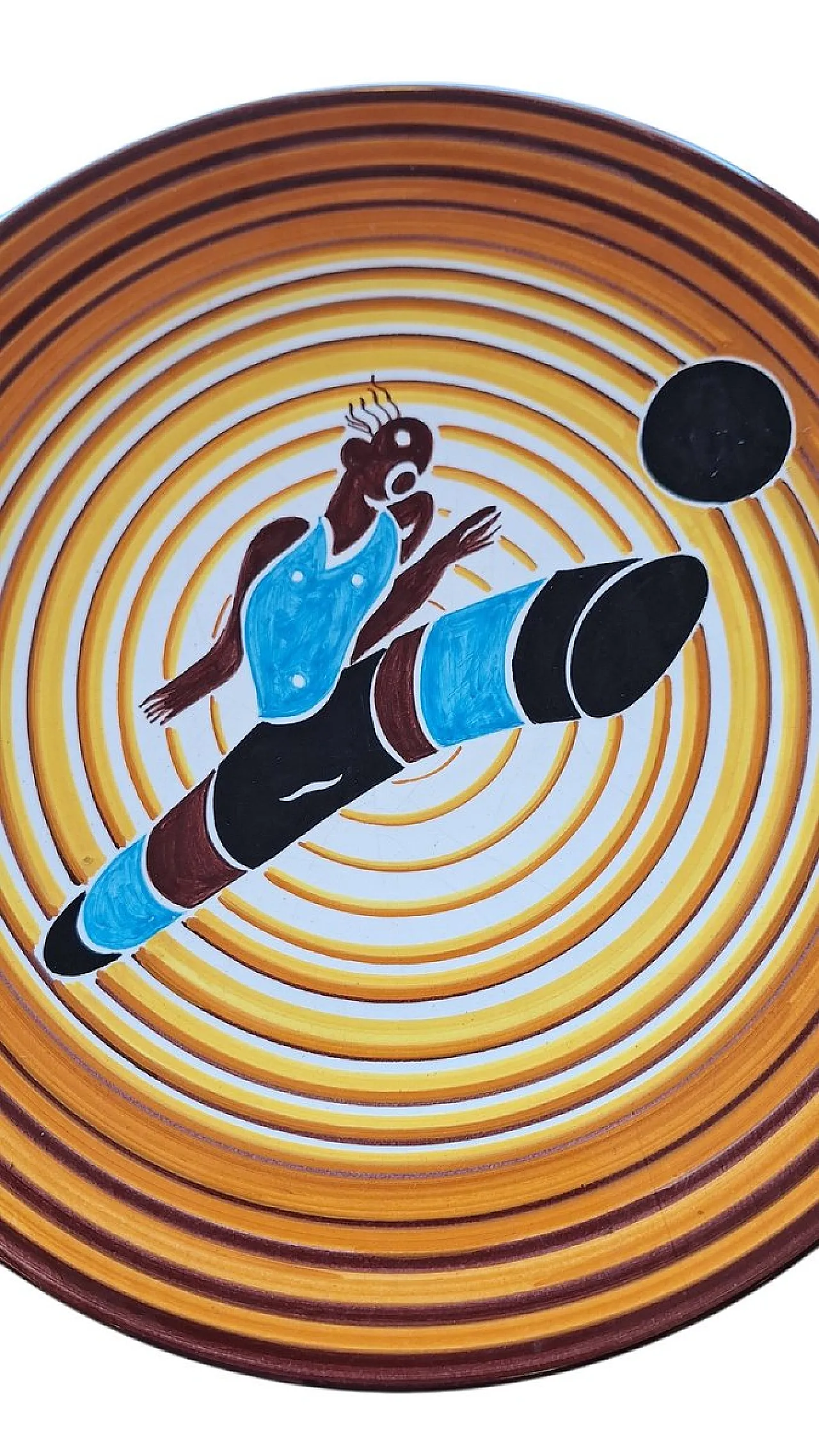 Piatto Footballer di Dante Baldelli per Rometti Ceramiche, anni '70 4