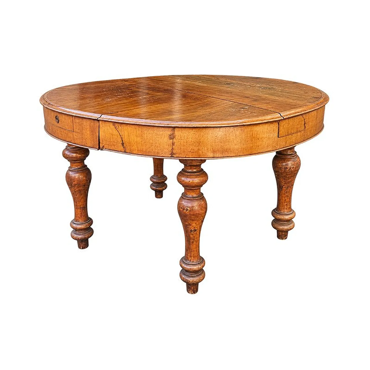 Extendable oval wooden table, 19th century 1