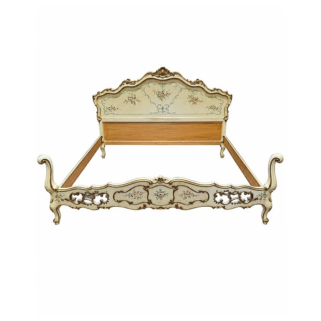 Venetian lacquered and painted double bed, 20th century 1