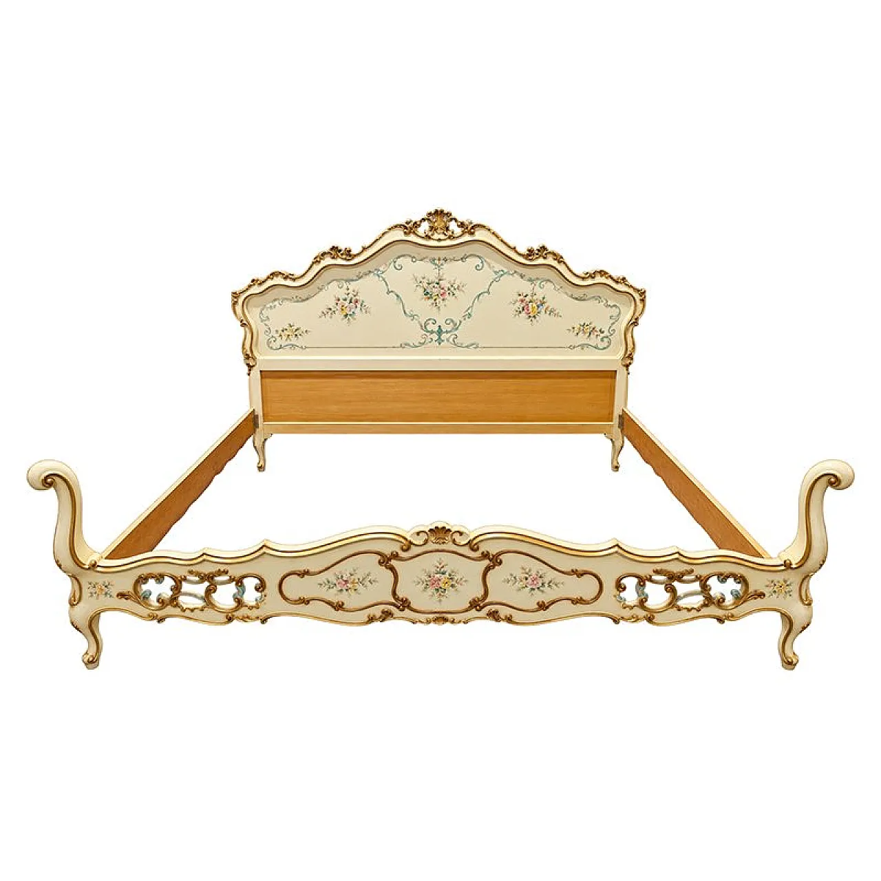 Venetian lacquered and painted double bed, 20th century 2
