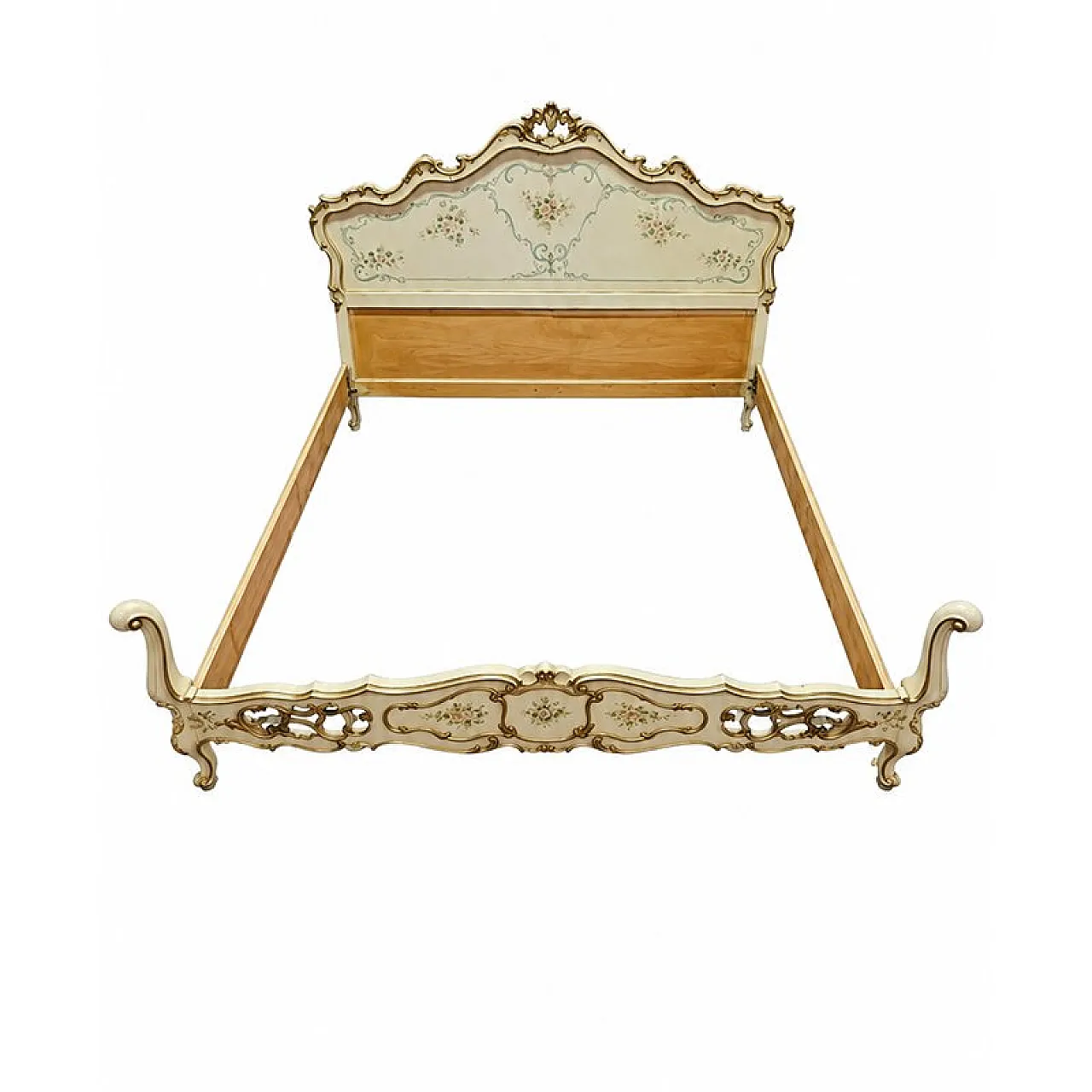 Venetian lacquered and painted double bed, 20th century 3