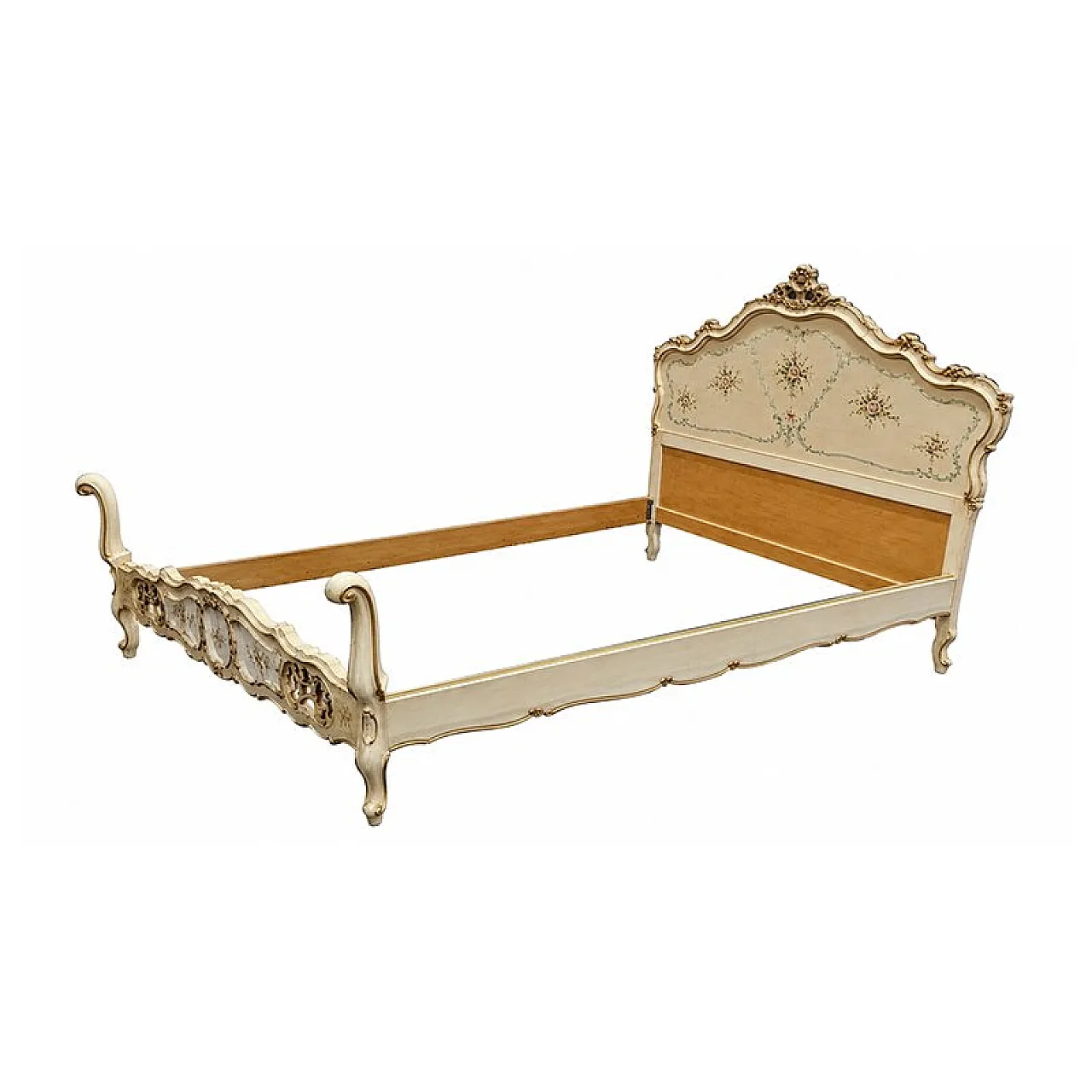 Venetian lacquered and painted double bed, 20th century 4