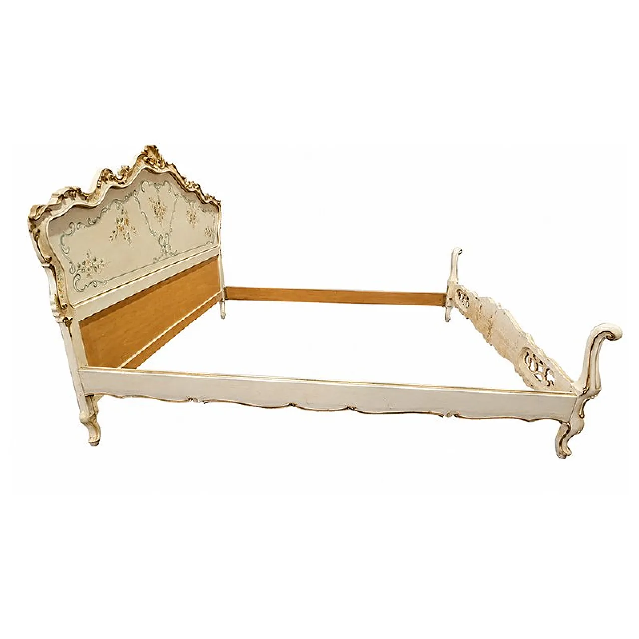 Venetian lacquered and painted double bed, 20th century 5